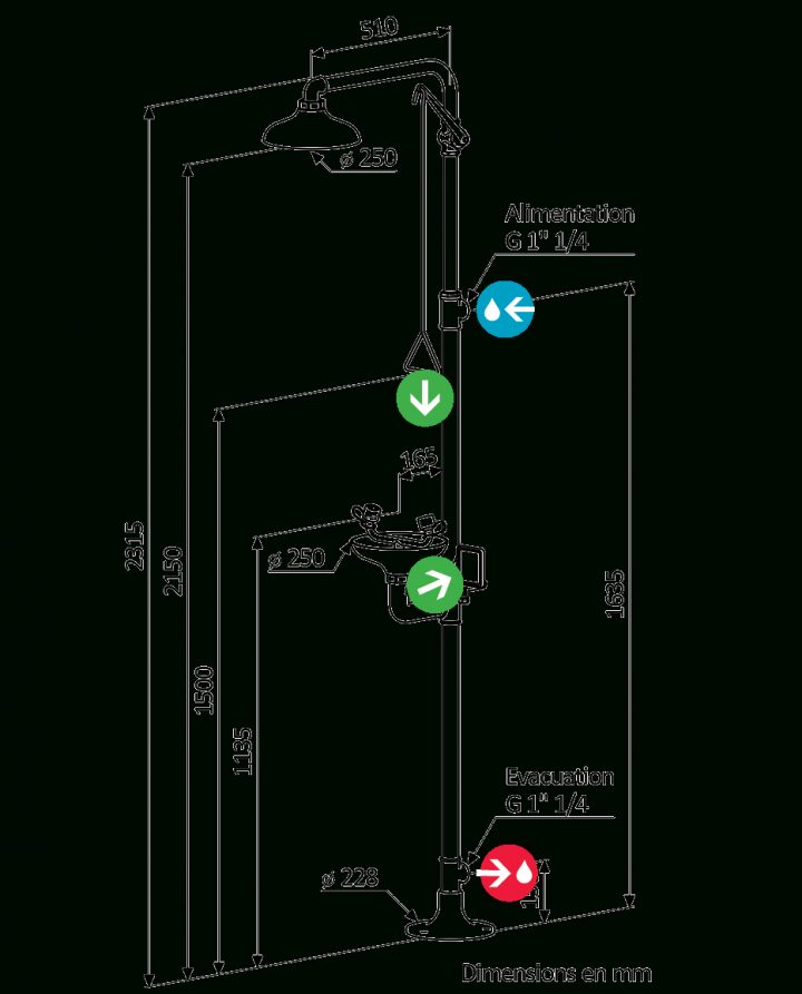Combiné Sur Pied – Faible Hauteur encequiconcerne Hauteur Pommeau De Douche
