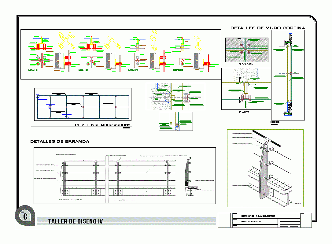 Détails Sur Le Mur-Rideau Et La Balustrade (5.44 Mb) | Bibliocad pour Détail Mur Rideau Dwg