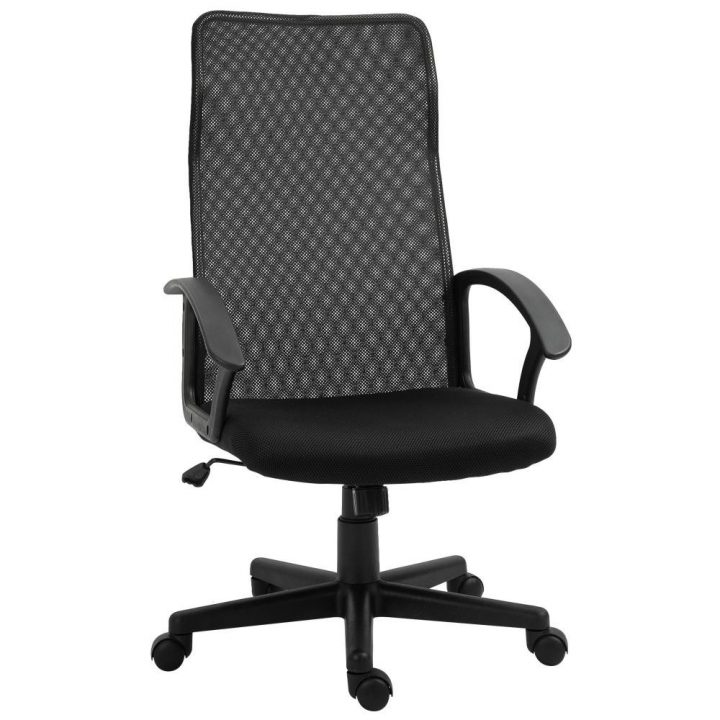 Fauteuil De Bureau Ergonomique – Chaise De Bureau – Pivotant, Hauteur  Réglable – Tissu Maille Noir concernant Housse Chaise De Bureau Gifi