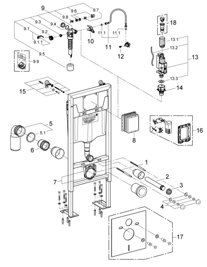 Grohe – Bâti-Support Rapid Sl, Pour Wc, Autoportant Avec encequiconcerne Gabarit Wc Suspendu Grohe