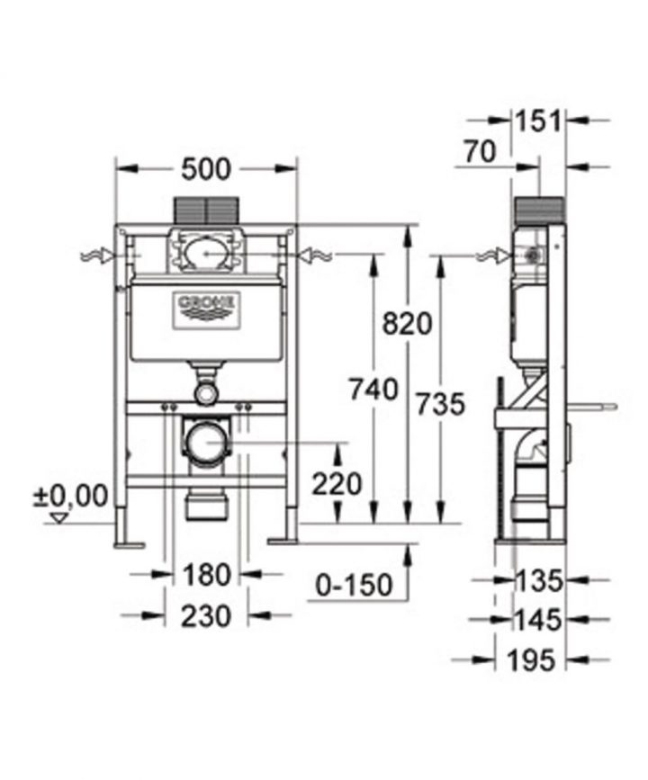 Grohe – Bâti-Support Rapid Sl, Pour Wc, Autoportant Avec pour Gabarit Wc Suspendu Grohe