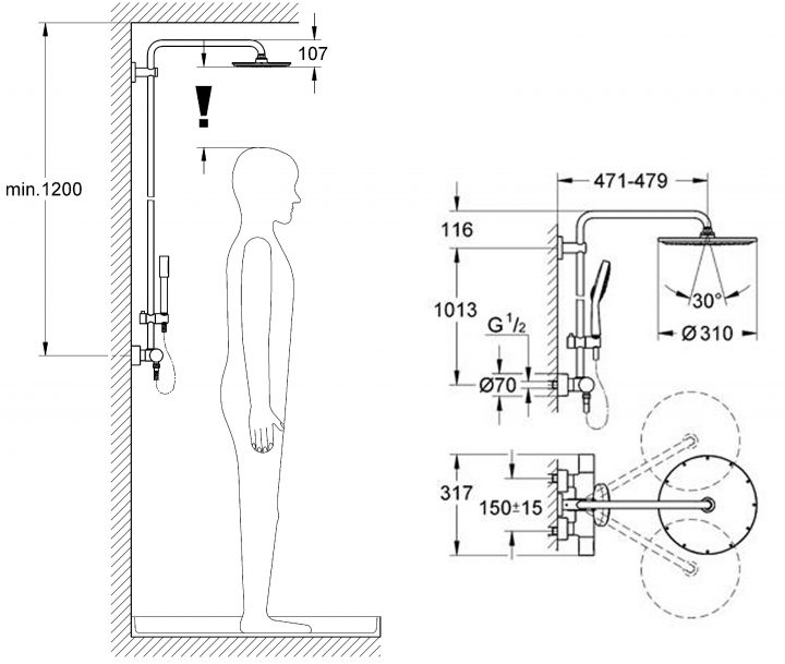 Hauteur D'Une Douche En Photo dedans Hauteur Pommeau De Douche