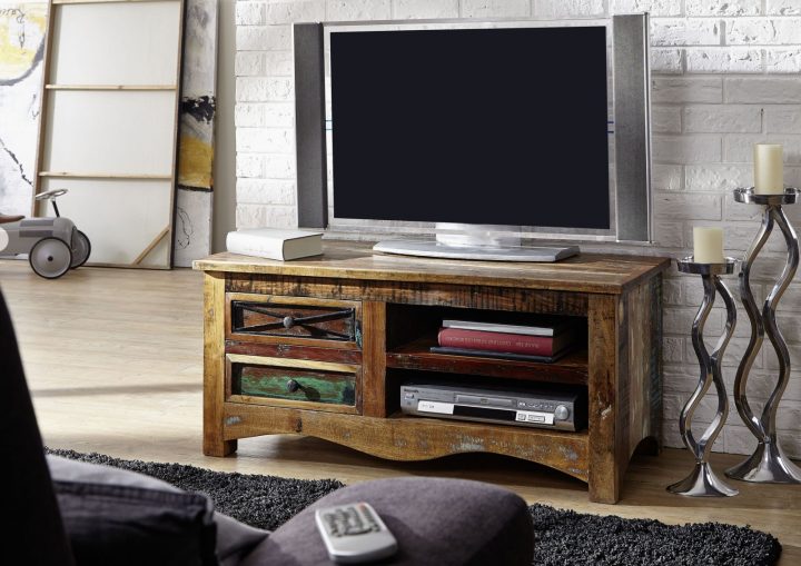 Meuble Tv 110X50X50Cm – Bois Recyclé Laqué (Multicolore) – Nature Of Spirit  #20 concernant Meuble Tv Spirit