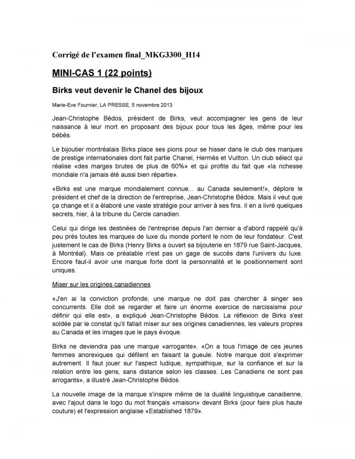 Mise En Situation H14 – Mkg3300 – Uqam – Studocu à Marie Eve Morency Naissance