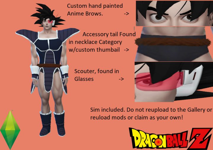 Mmoutfitters — Cakesfordemons: Sims 4: Dragonballz Turles pour Turles Sim