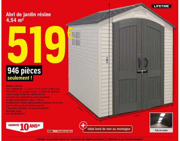 Offre Abri De Jardin Résine 4.54 M2 Chez Brico Depot à Abri De Jardin Métal 5M2 Brico Dépôt