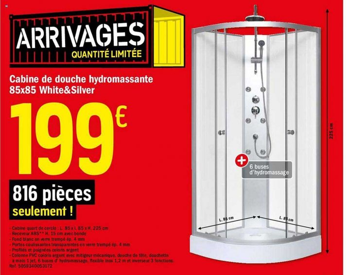 Offre Cabine De Douche Hydromassante 85X85 White&Siliver à Cabine Douche Bricomarché