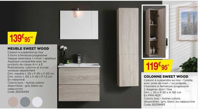 Offre Meuble Sweet Wood, Colonne Sweet Wood Chez Bricomarche avec Meuble Sous Lavabo Bricomarché