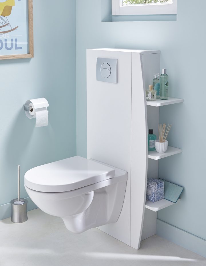 Optimiser Les Rangements Autour Des Toilettes Avec Ces concernant Coffrage Wc Suspendu Avec Rangement