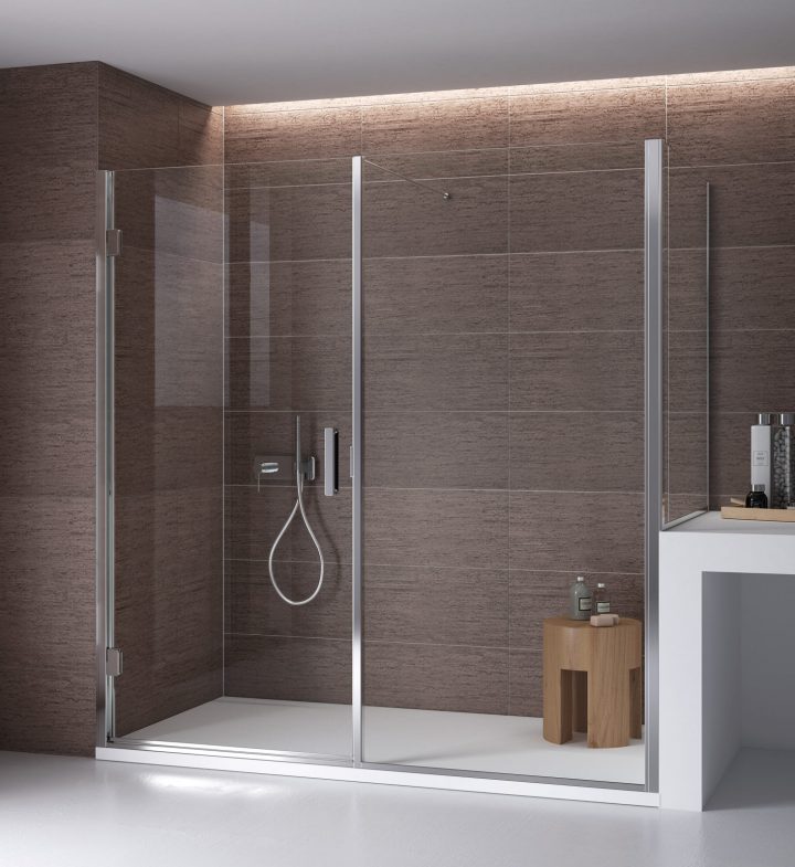 Paroi De Douche De Verre Avec Panneau Fixe Sur Muret dedans Paroi De Douche Sur Muret