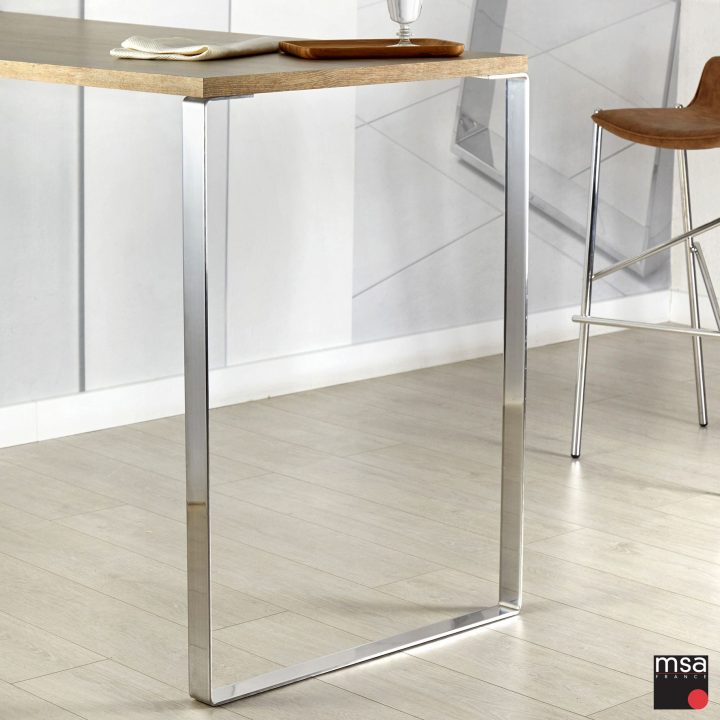 Pied De Table En Inox Satiné | Pieds De Table, Table Plan De intérieur Pied Mange Debout Leroy Merlin