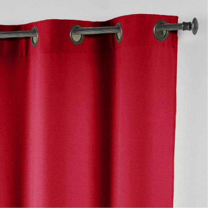Rideau À Oeillets Métal Uni Rouge tout Guirlande Rideau Gifi