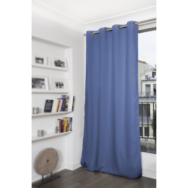 Rideau Occultant Thermique Bleu Lobelia L.145 X H.260 Cm pour Rideau Thermique Leroy Merlin