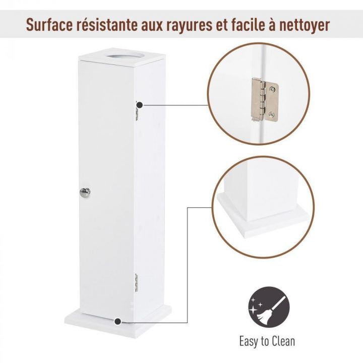 Support Papier Toilette – Porte-Papier Toilette – Armoire Pour Papier  Toilette – 3 Niveaux + Sortie Papier Mdf Blanc intérieur Dérouleur Papier Wc Gifi