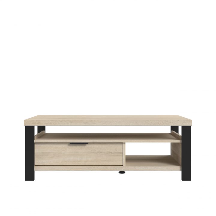 Table Basse Maxy 110X67 – Chêne/Noir avec Meuble Tv Maxwell