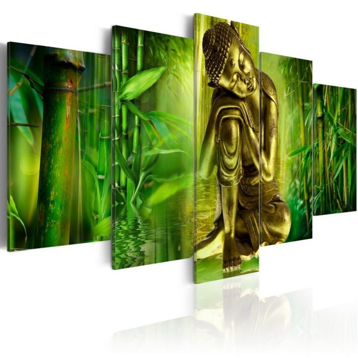 Tableau 5 Panneaux Bouddha Bambou Zen dedans Rideau Bambou Gifi
