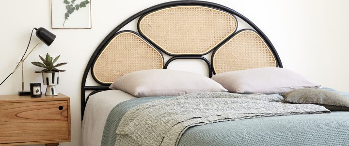 Tête De Lit 3 Panneaux Cannage Et Rotin Noir 165 Ava encequiconcerne Tete De Lit Cannage Bouchara