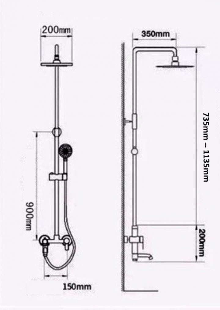 Xichao – Rétro Colonne De Douche Carré En Cuivre Noir Mat pour Hauteur Pommeau De Douche