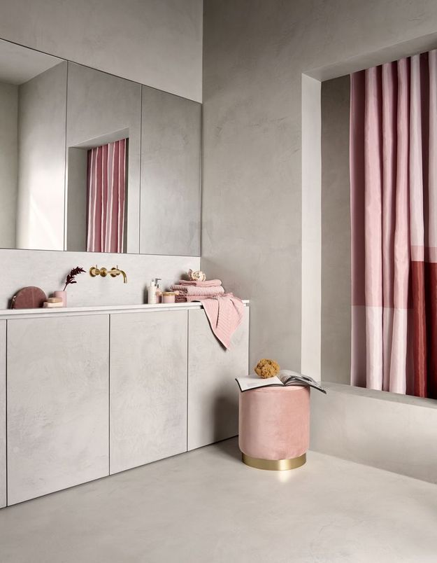 meuble salle de bain rose poudré