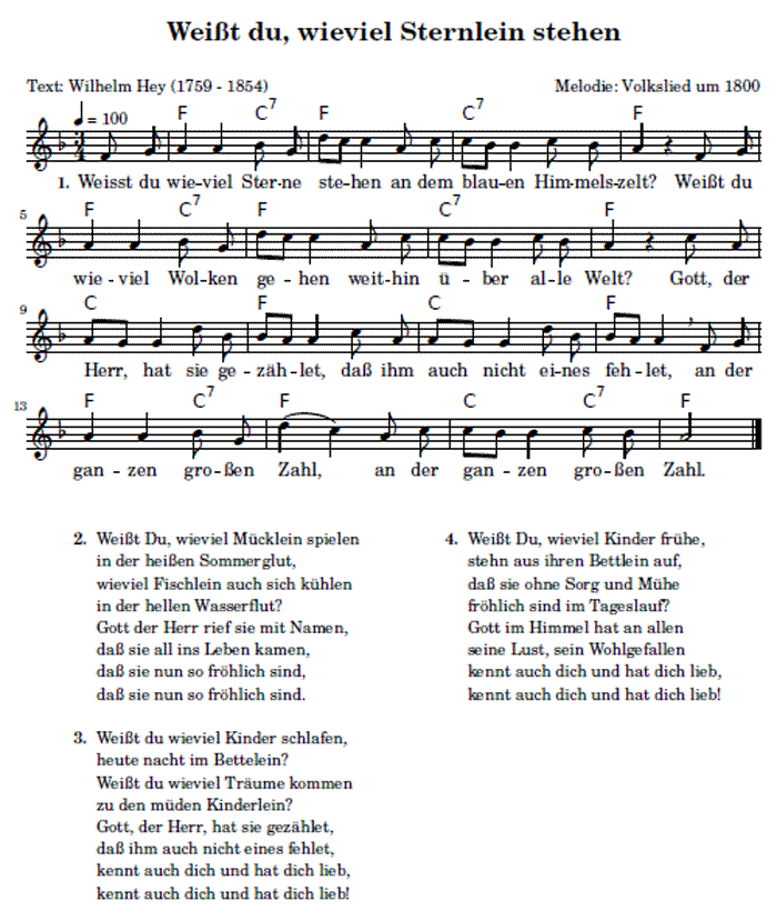weißt du wieviel sternlein