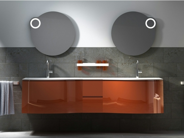 meuble salle de bain orange