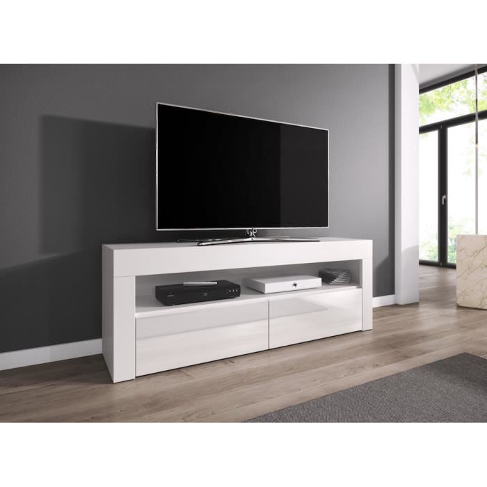 meuble tv blanc et bois 140 cm