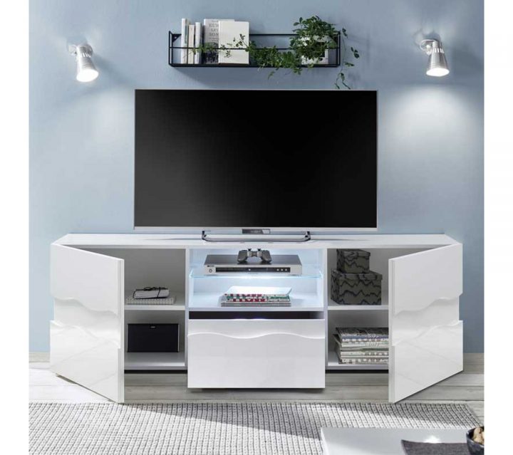 meuble tv laqué blanc brillant