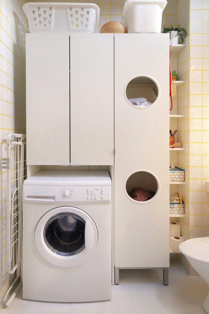 meuble pour machine à laver et sèche-linge côte à côte