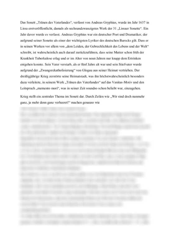 thränen des vaterlandes analyse thränen des vaterlandes analyse