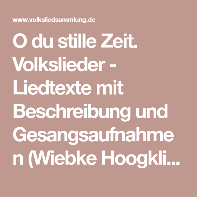oh du stille zeit