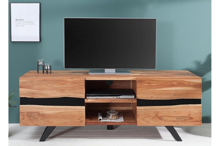 meuble tv acacia et métal meuble tv acacia et métal