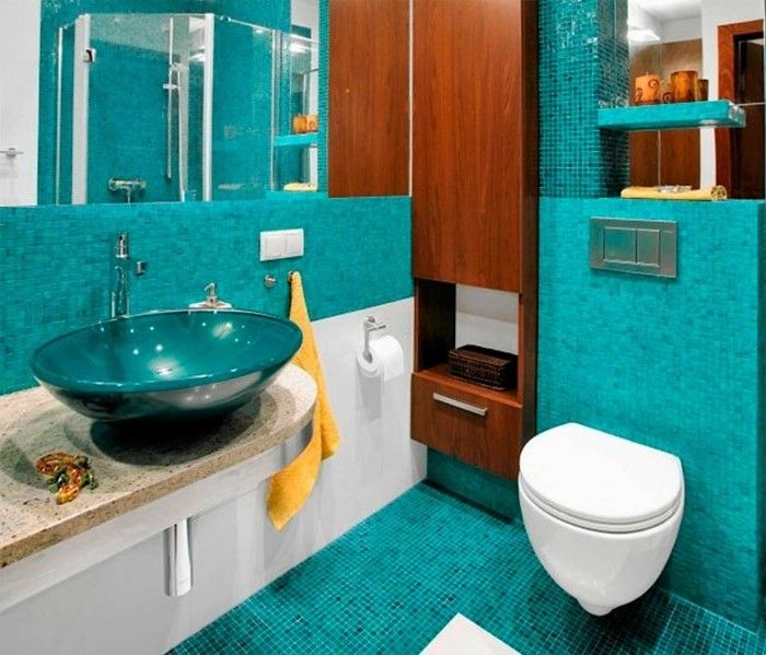 meuble de salle de bain turquoise
