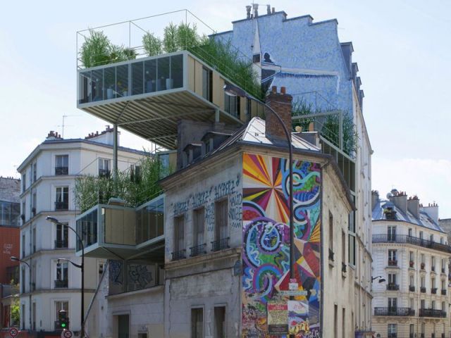 maison sur toit immeuble maison sur toit immeuble