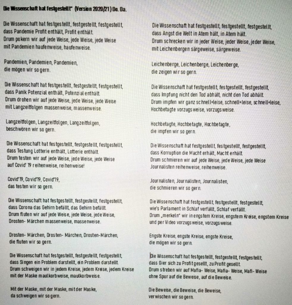 die wissenschaft hat festgestellt text