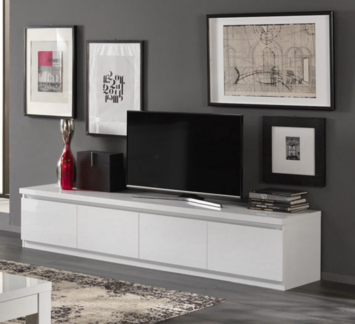 meuble tv blanc laqué design italien