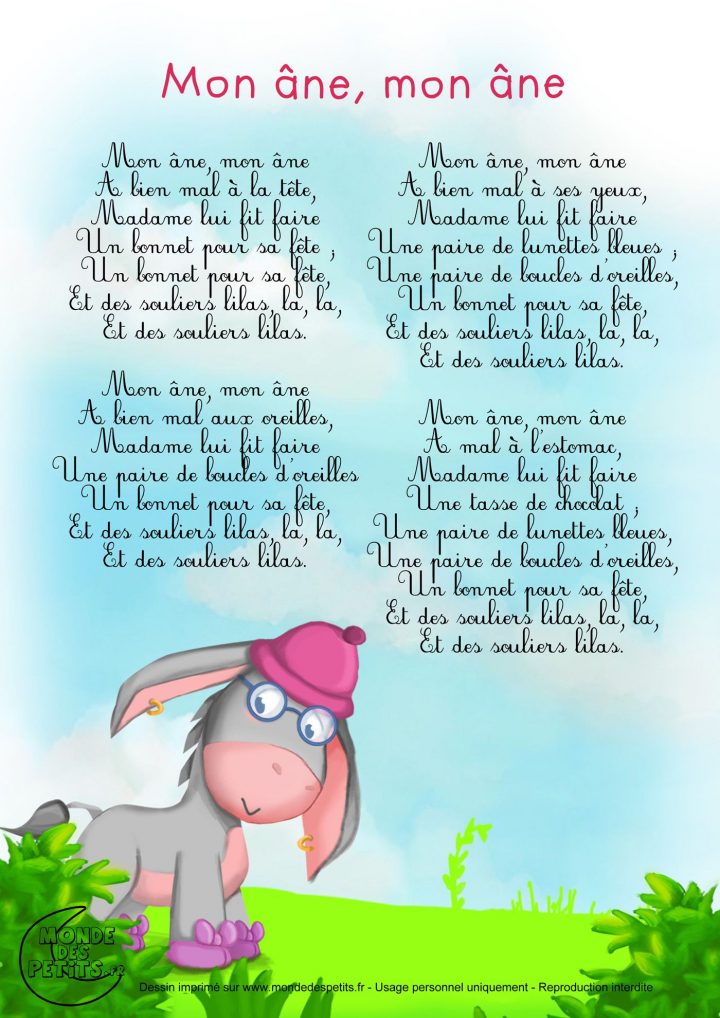 comptine paroles mon ane 1 400 1 980 pixels tout chanson