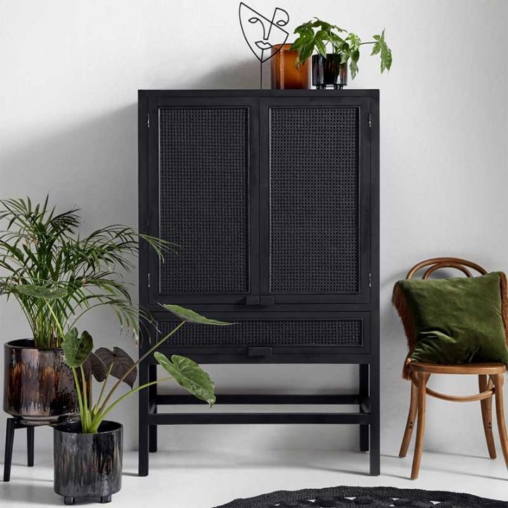 meuble noir et cannage meuble noir et cannage