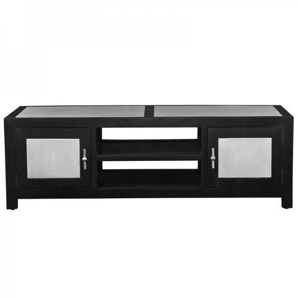 meuble tv bois et metal noir