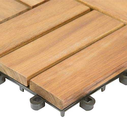 11X Dalles De Terrasse En Bois D'Acacia Pour 1M² – 30 X 30 intérieur Dalle Clipsable Bois Acacia