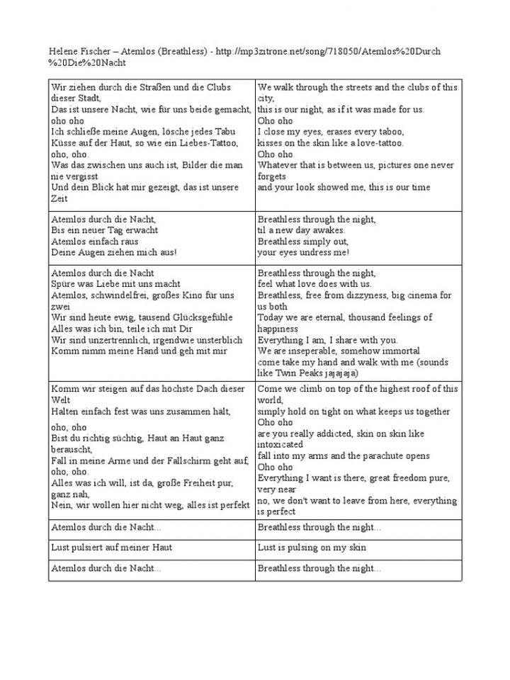 atemlos helene fischer text atemlos helene fischer text