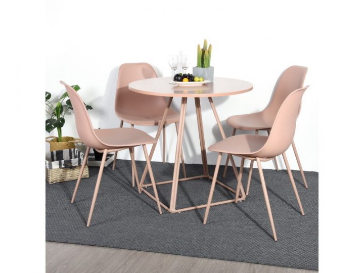 4 Personnes Table À Manger Ronde Blanche 80Cm Rose Konwin encequiconcerne Table À Manger Conforama