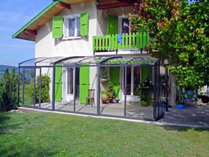 Abri Adossé Télescopique Angulaire Full Vision serapportantà Abri Terrasse Telescopique