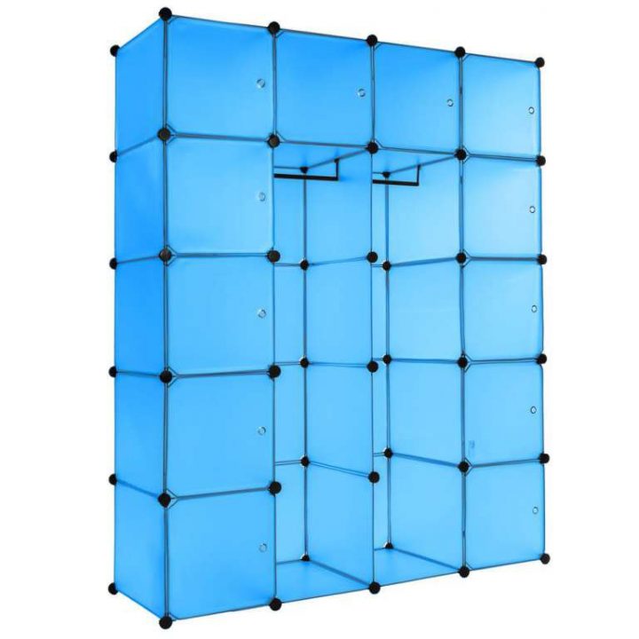 Armoire En Plastique 12 Compartiments Avec Portes, Bleu intérieur Armoire En Plastique Gifi