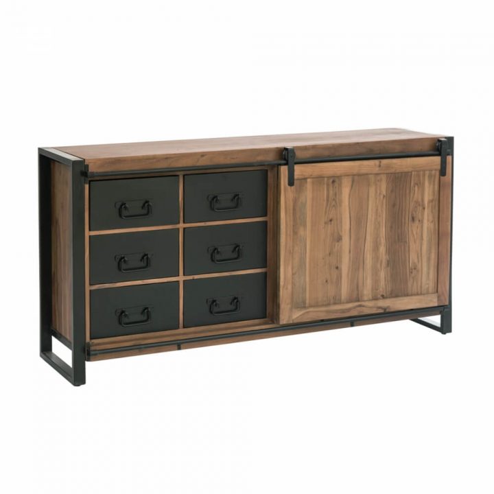 Buffet Industriel Porte Coulissante Bois Naturel – Made In intérieur Meuble Industriel Occasion Pas Cher