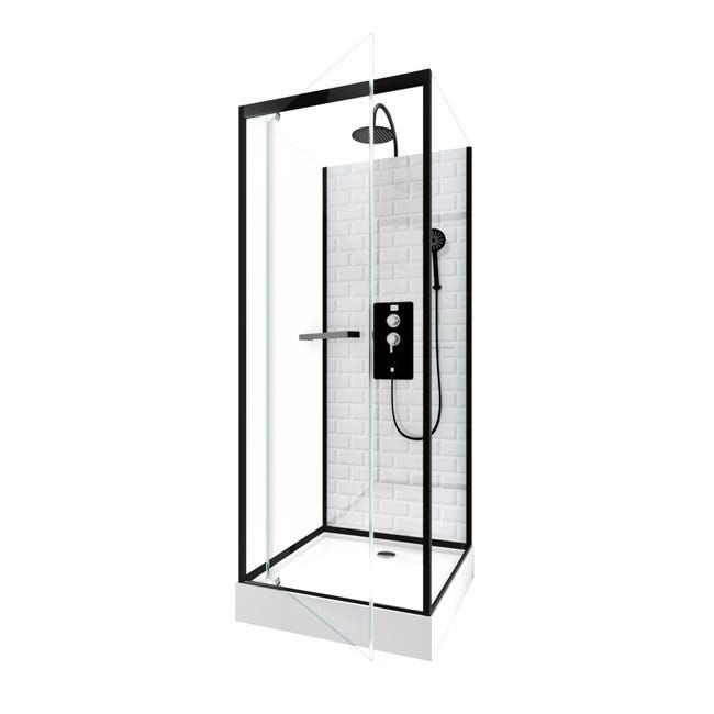 Cabine De Douche L.80 X L.80 Cm Blanc, Verre Transparent avec Tête De Douche Leroy Merlin Cabine De Douche L.80 X L.80 Cm Blanc, Verre Transparent avec Tête De Douche Leroy Merlin