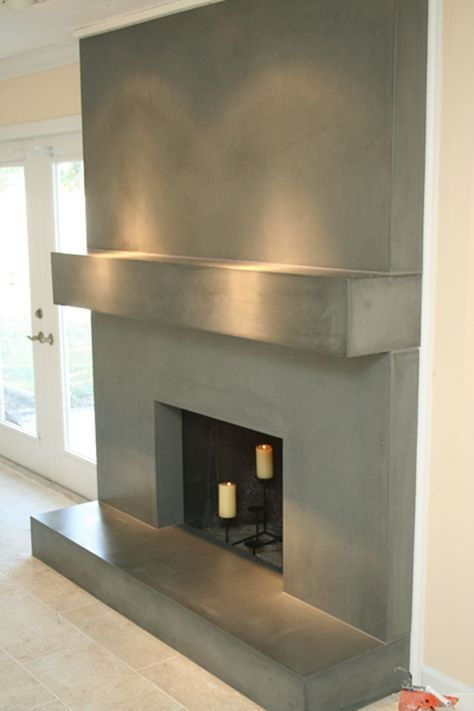 Cheminée En Béton – Concrete Fireplace | Fireplace Remodel serapportantà Habillage Insert Béton Cellulaire