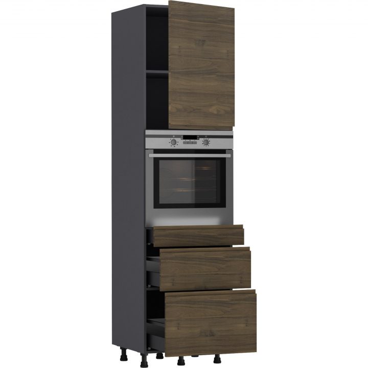 Colonne Four De Cuisine Tokyo Effet Noyer, 1 Porte Et 3 dedans Colonne Four Et Micro Onde Colonne Four De Cuisine Tokyo Effet Noyer, 1 Porte Et 3 dedans Colonne Four Et Micro Onde