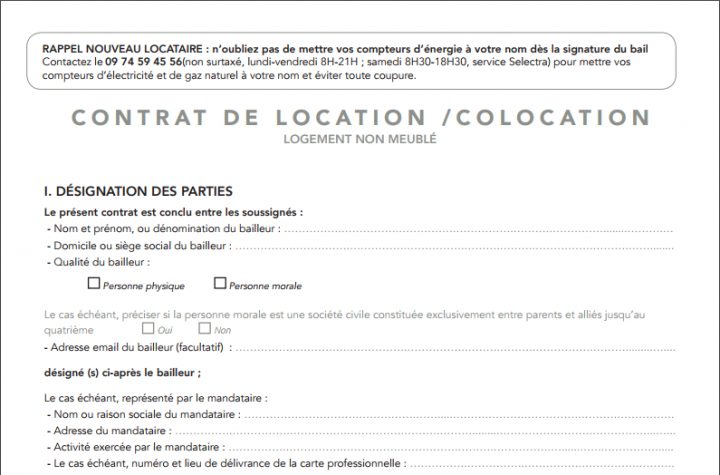 Contrat De Bail Pour Logement Non-Meublé – Bail Pdf tout Bail De Location Meublé Gratuit À Imprimer 2019