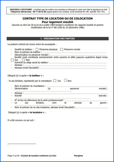 Contrat De Location : Modèle Pdf, Word, Gratuit Et intérieur Bail De Location Meublé Gratuit À Imprimer 2019