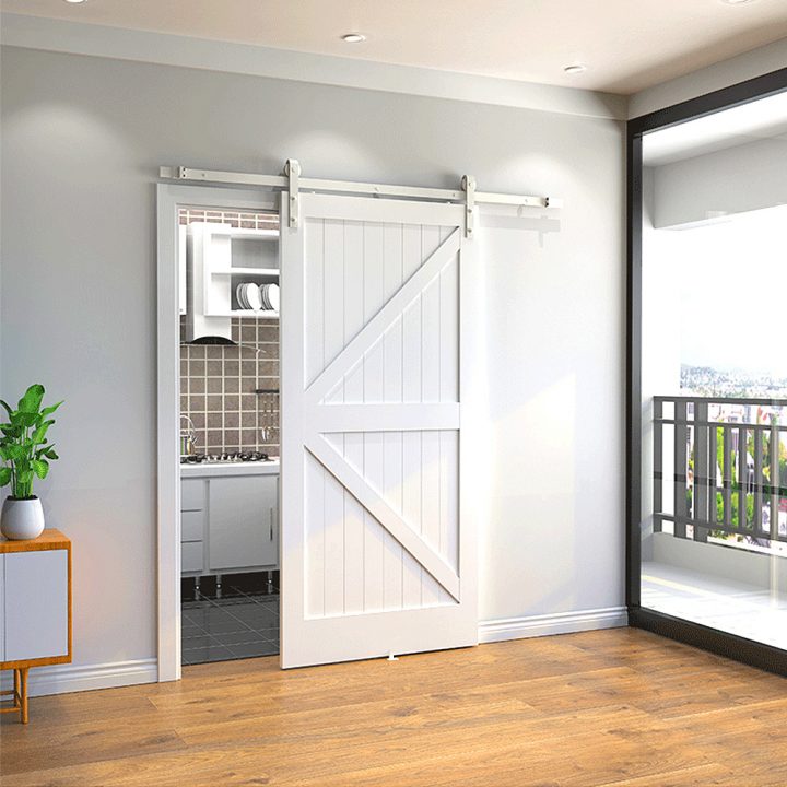 Jeobest® 6,6Ft Quincaillerie Kit De Rail Roulettes Pour concernant Kit Porte Coulissante Brico Depot